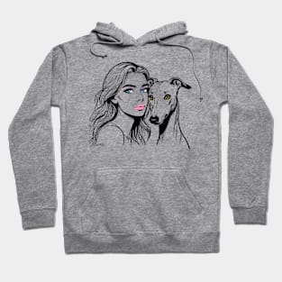 Greyhound and Lady Lineart Hoodie